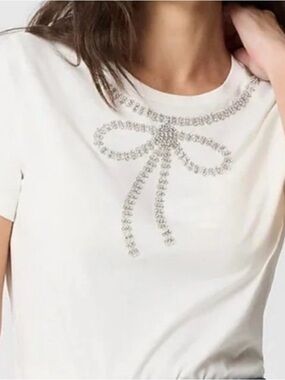 J.Crew Factory Embellished Bow Tee.